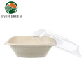 Biodegradable Square Take Out Paper Bagasse Salad Bowl